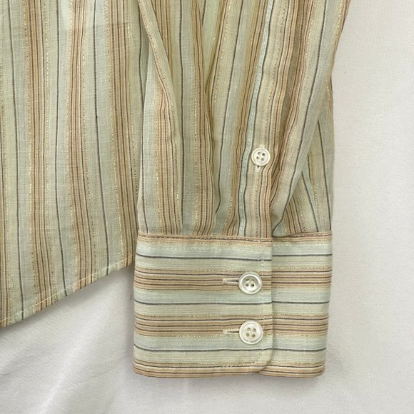 Women's J.Crew The Perfect Shirt Size 4 Gold Stripe Cotton Blend Button Down - Picture 4 of 7